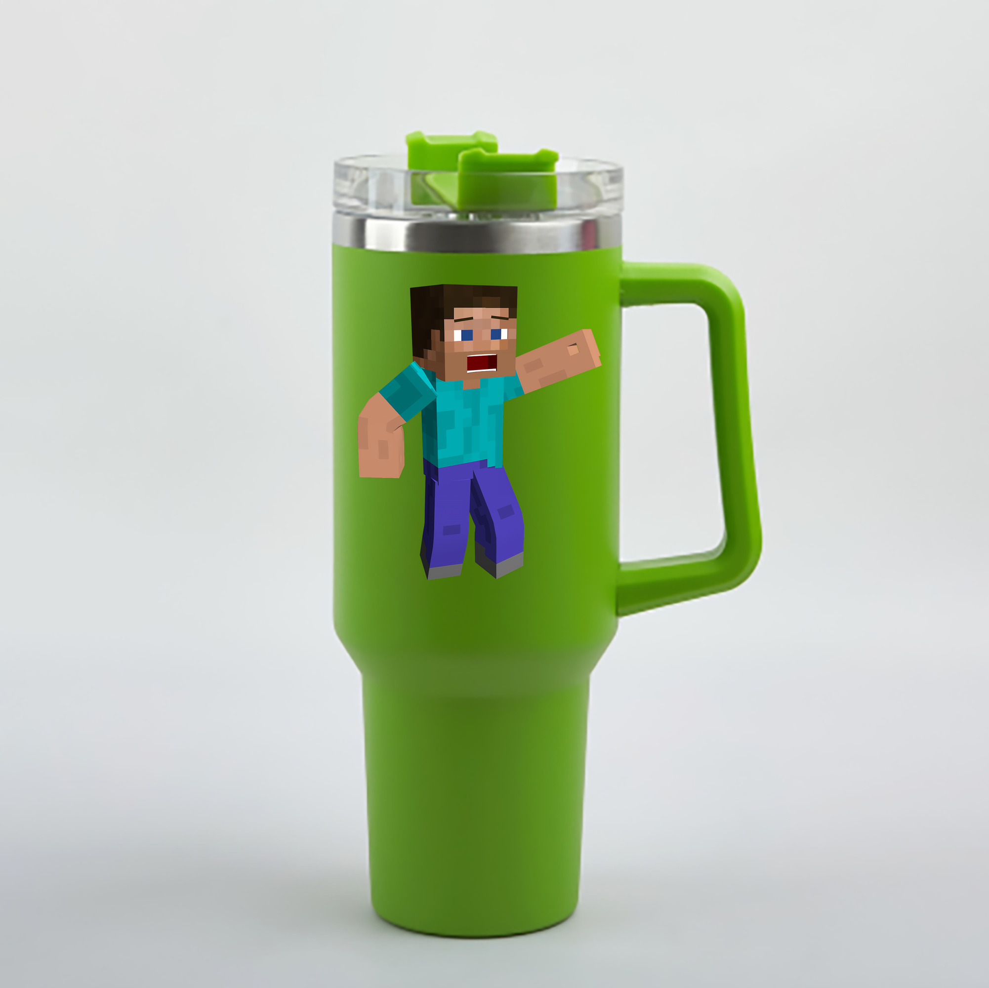 （画像用） マインクラフト ブロックの世界 Minecraft MC Block world 1200mL車用タンブラー - クリスタルステッカー（プラスチックストロー付き）